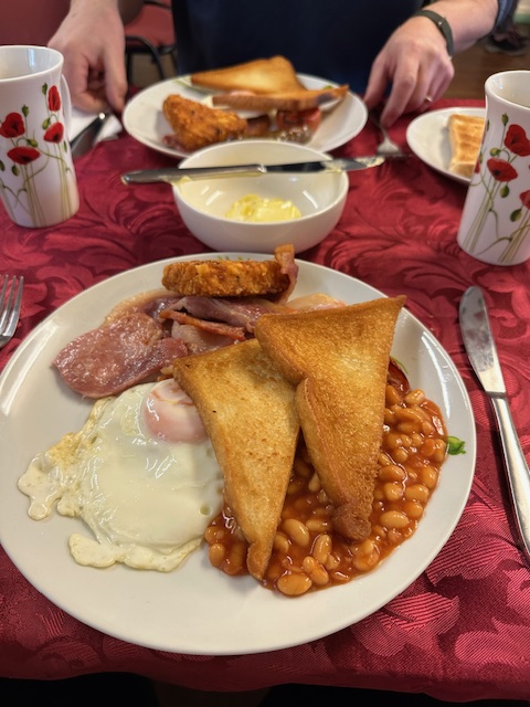 A typical breakfast at Piddlehinton Hall